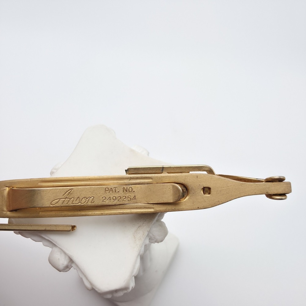 Vintage ANSON USA Tie Clip Bar Clasp Gold Plate Initial Letter C FREE $HIPPING!! - Picture 5 of 8